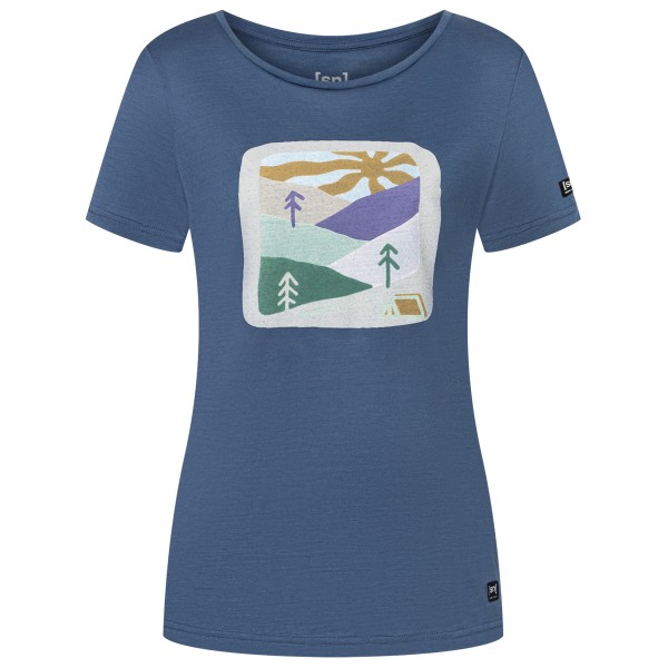 super.natural - Women's Mountain Art Tee - Merinoshirt Gr S blau von Super.Natural