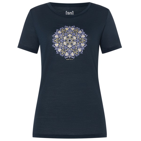 super.natural - Women's Ornament Tee - Merinoshirt Gr L blau von Super.Natural