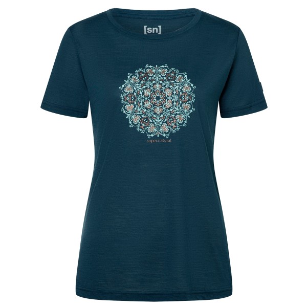 super.natural - Women's Ornament Tee - Merinoshirt Gr XL blau von Super.Natural