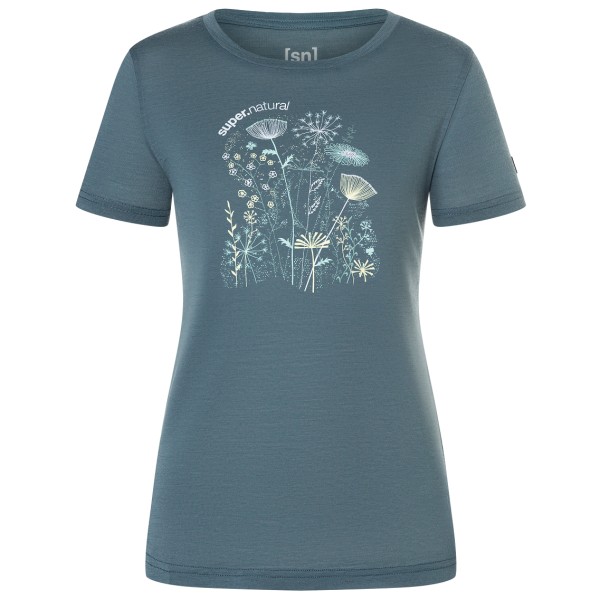 super.natural - Women's Rock Flowers Tee - Merinoshirt Gr S grau von Super.Natural