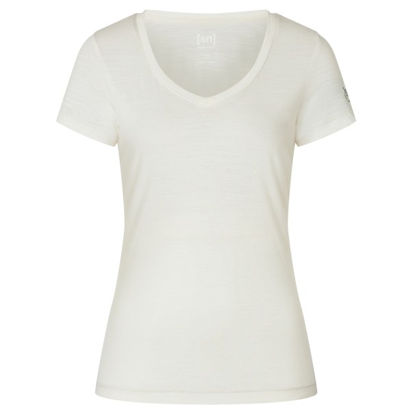 super.natural - Women's Sierra 140 V Neck - Merinoshirt Gr L weiß von Super.Natural