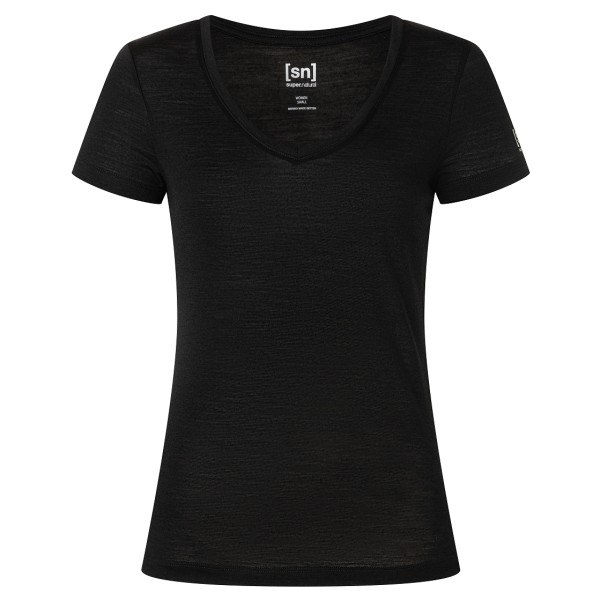 super.natural - Women's Sierra 140 V Neck - Merinoshirt Gr S schwarz von Super.Natural