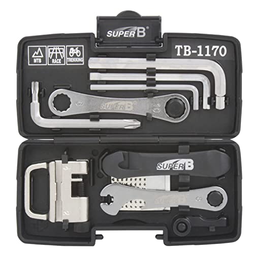 SuperB TB-1170 Werkzeugset, 24 teilig, Fahrradwerkzeugkoffer, Werkzeugkoffer zur Fahrradmontage, Inbus, T725 Torx,Schraubenzieher, Kettennietdrücker, Ringschlüssel, Schlüssel für Mavicnippel, Speichenschlüssel, Reifenheber, Reifenflicken SuperB TB-1170 Werkzeugset, 24 teilig, Fahrradwerkzeugkoffer, Werkzeugkoffer zur Fahrradmontage, Inbus, T725 Torx,Schraubenzieher, Kettennietdrücker, Ringschlüssel, Schlüssel für Mavicnippel, Speichenschlüssel, Reifenheber, Reifenflicken von Super B