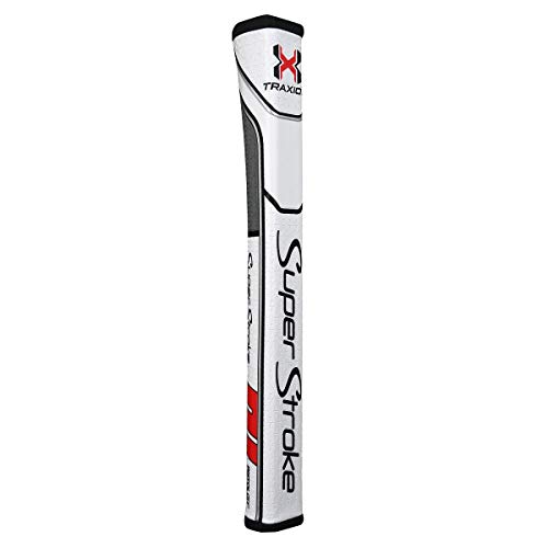 Super Stroke Unisex-Erwachsene SuperStroke Traxion Pistol GT 2.0 Golf Putter Grip-White/Red/Grey Puttergriff, Weiß/Grau/Rot, Tour von Super Stroke