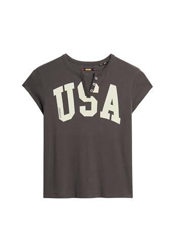 Superdry, T.Shirt ATH ESS Notch Neck Graphic Tee, W1011602A, Charcoal, 16, Woman, NIÑO Superdry, T.Shirt ATH ESS Notch Neck Graphic Tee, W1011602A, Charcoal, 16, Woman, NIÑO von Superdry