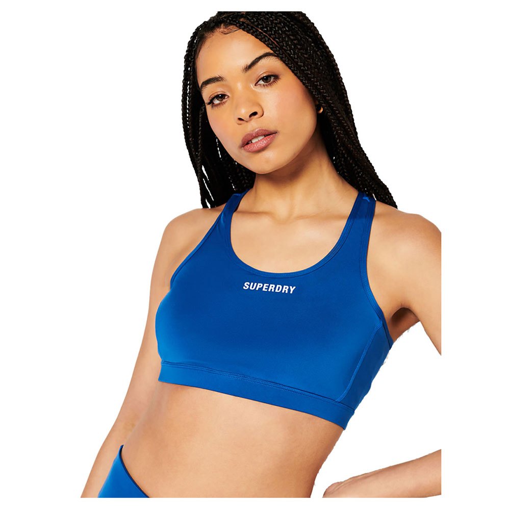 Superdry Core Mid Impact Bra Sports Bra Blau M Frau von Superdry