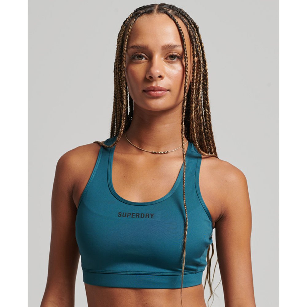 Superdry Core Mid Impact Sports Bra Blau L Frau von Superdry