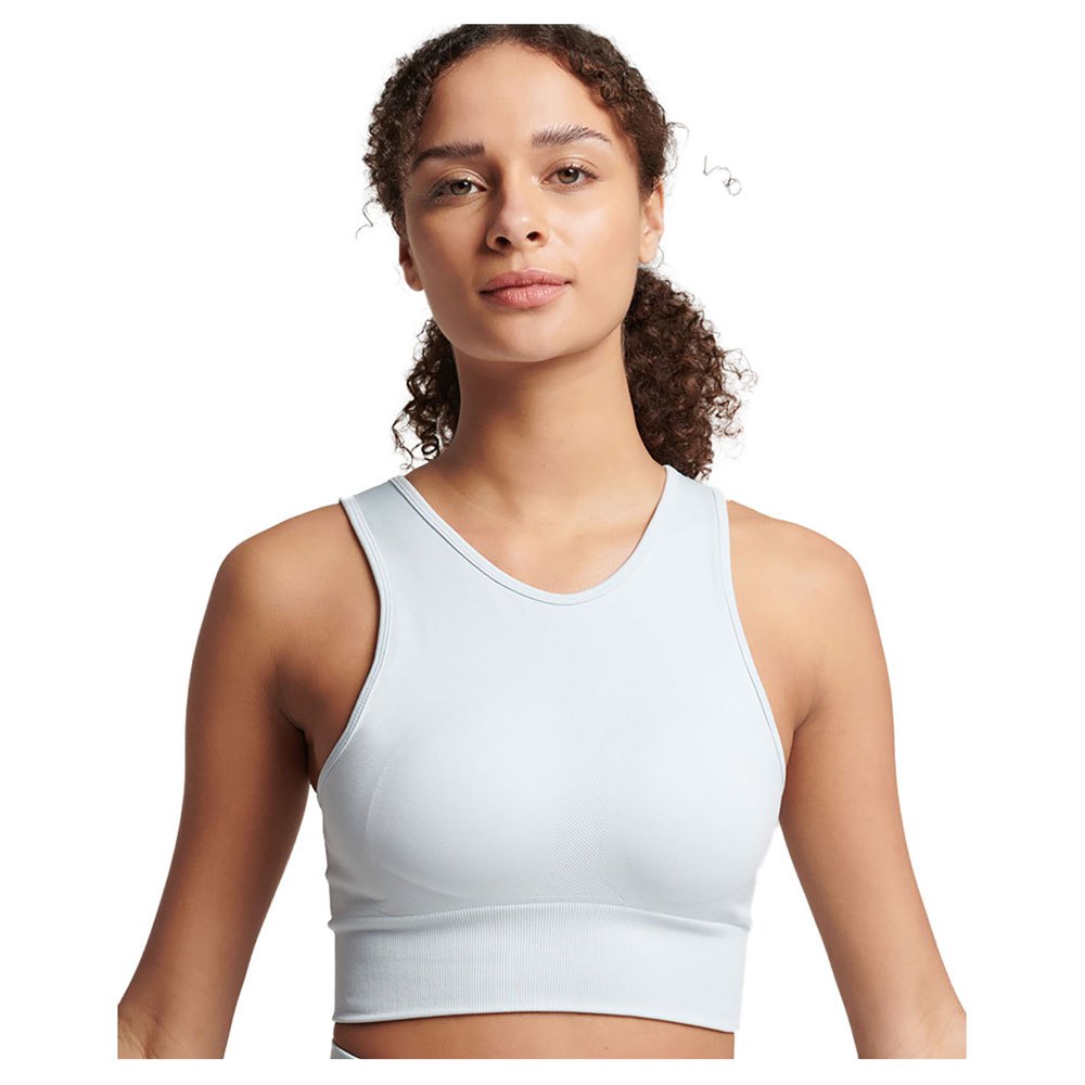 Superdry Core Seamless Mid Impact Bra Sports Bra Blau L Frau von Superdry