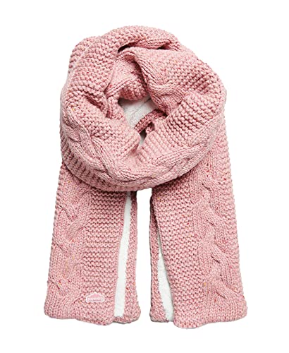 Superdry Damen Strickschal mit Zopfmuster Rosa Tweed 1SIZE Superdry Damen Strickschal mit Zopfmuster Rosa Tweed 1SIZE von Superdry