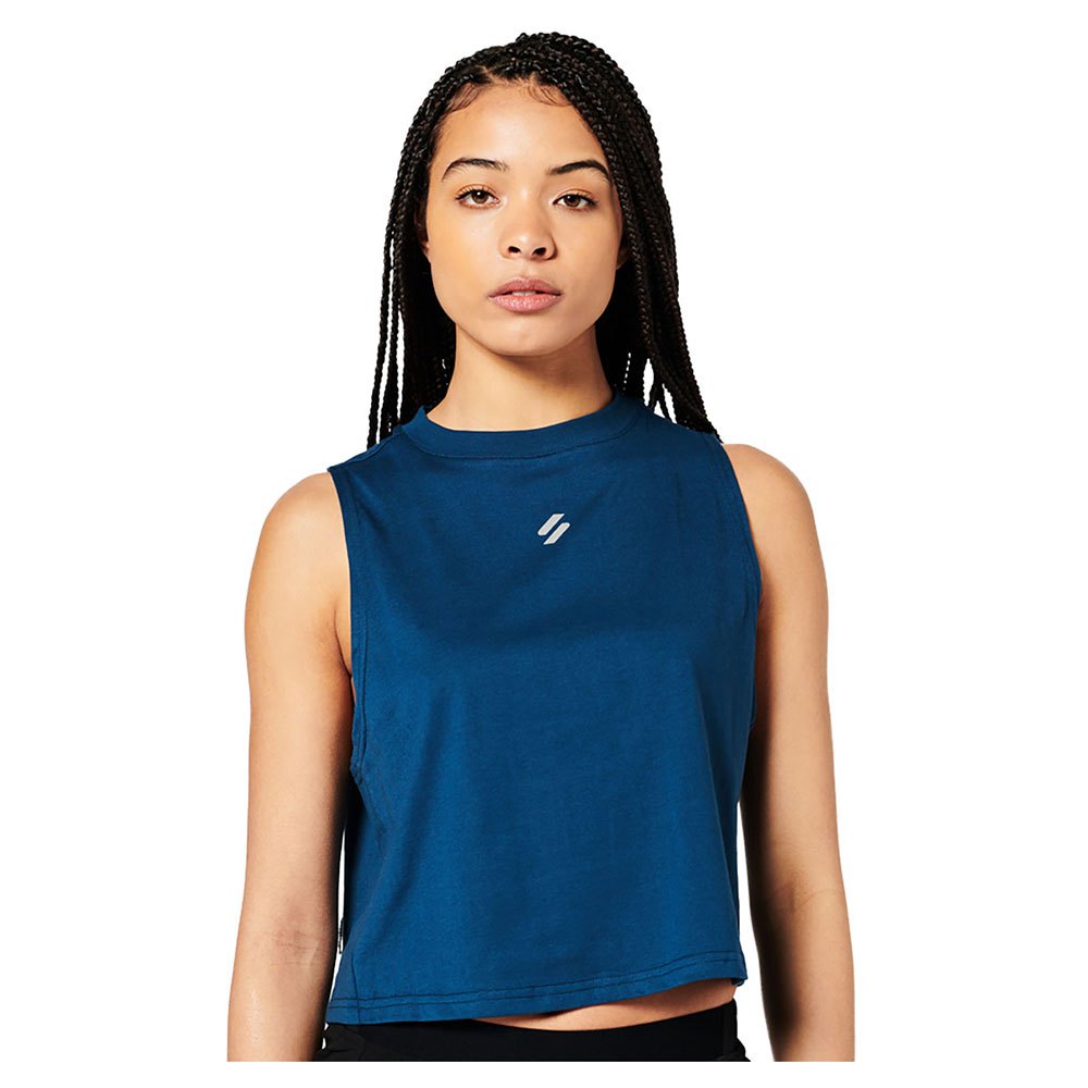 Superdry Run Cropped Loose Sleeveless T-shirt Blau L Frau von Superdry