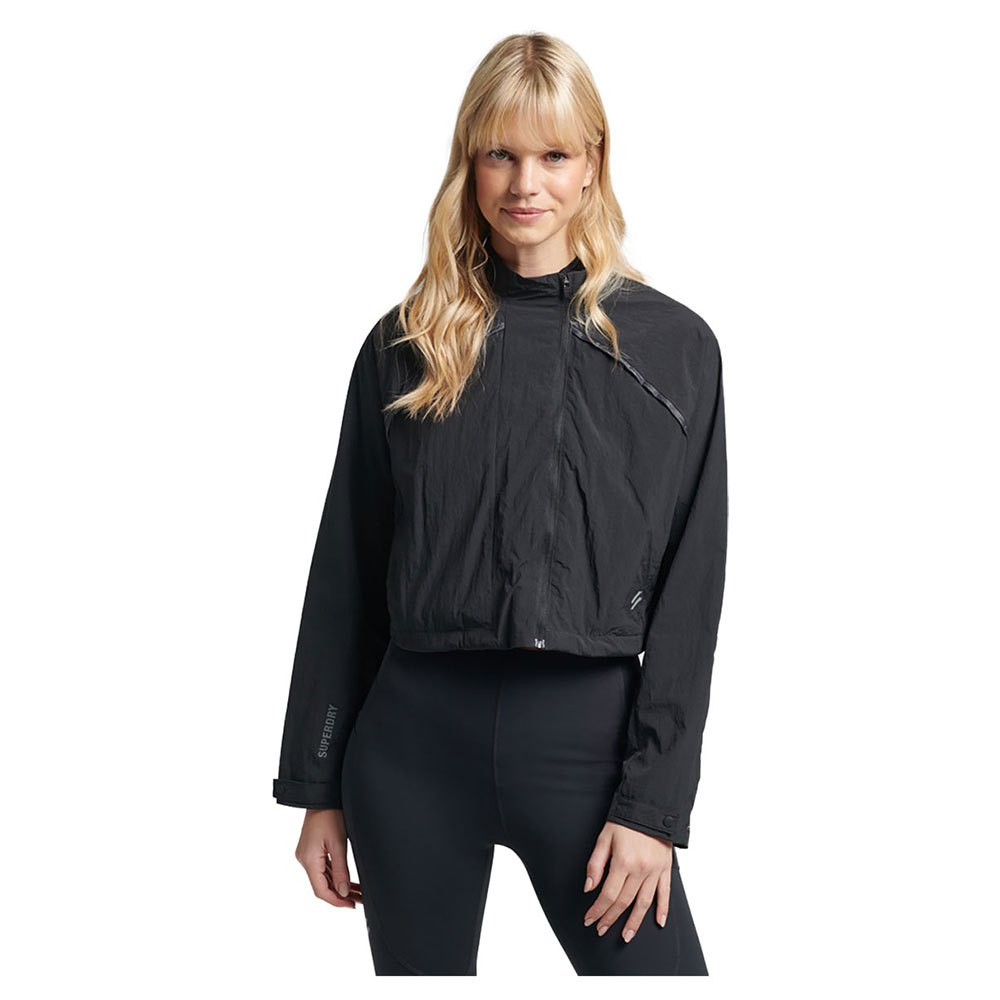 Superdry Run Cropped Weatherproof Jacket Schwarz M Frau von Superdry