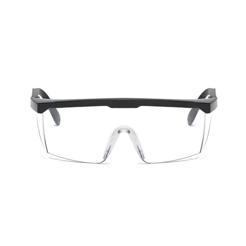 Supertool Schutzbrille, transparente Schutzbrille mit verstellbaren Rahmenbeinen für umfassenden Augenschutz (Schwarz) von Supertool