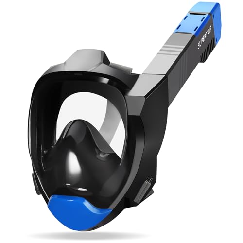 Supertrip Schnorchelmaske Erwachsene, Kurzstrecken Schnorchel Schnelle Einatmung von Sauerstoff Tauchermaske, CO2 sichere Sportkameras Kompatible Vollgesichtsmaske (Black-Blue, S/M) Supertrip Schnorchelmaske Erwachsene, Kurzstrecken Schnorchel Schnelle Einatmung von Sauerstoff Tauchermaske, CO2 sichere Sportkameras Kompatible Vollgesichtsmaske (Black-Blue, S/M) von Supertrip