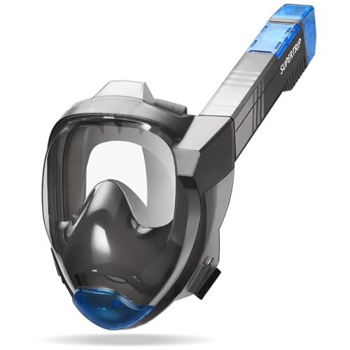 Supertrip Schnorchelmaske Erwachsene, Kurzstrecken Schnorchel Schnelle Einatmung von Sauerstoff Tauchermaske, CO2 sichere Sportkameras Kompatible Vollgesichtsmaske (Gray-Blue, S/M) Supertrip Schnorchelmaske Erwachsene, Kurzstrecken Schnorchel Schnelle Einatmung von Sauerstoff Tauchermaske, CO2 sichere Sportkameras Kompatible Vollgesichtsmaske (Gray-Blue, S/M) von Supertrip