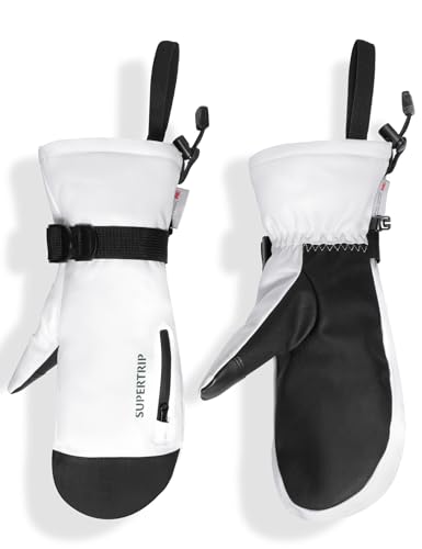 Supertrip Ski-Fäustlinge für Herren und Damen, wasserdichte Snowboard-Fäustlinge, Touch-Screen, Anti-Rutsch-Schneehandschuhe, 3M-Thinsulate, warm isoliert bei kaltem Wetter und Winter von Supertrip