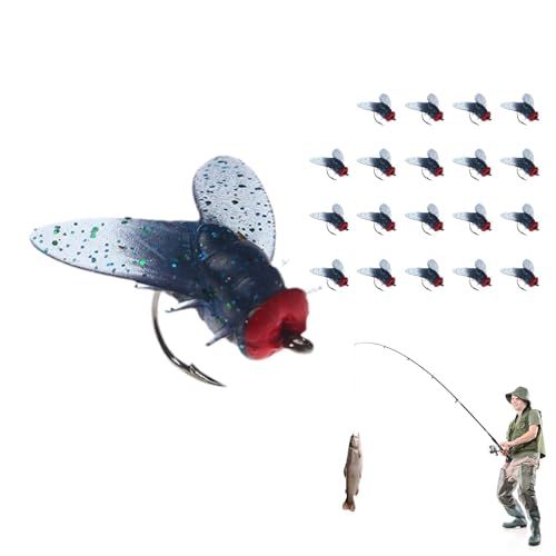 Suphyee Simulierter Köder zum Fliegenfischen,Simulierter Köder - 20-teiliges Panfish-Köder-Set | Fliegenfischen Haken Spinner Schwimmköder, Trockenfliegenköder Bunte, lebendige Angelköder für von Suphyee
