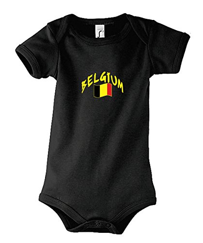 Supportershop Baby-Body Schwarz Belgien Fußball, BODYBEBLK, Schwarz, FR : 6-12 Mois (Taille Fabricant : 6-12 Mois) von Supportershop