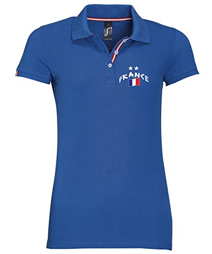 Supportershop Damen France Champions 2 étoiles Polo-Oberteil, blau, XXL von Supportershop