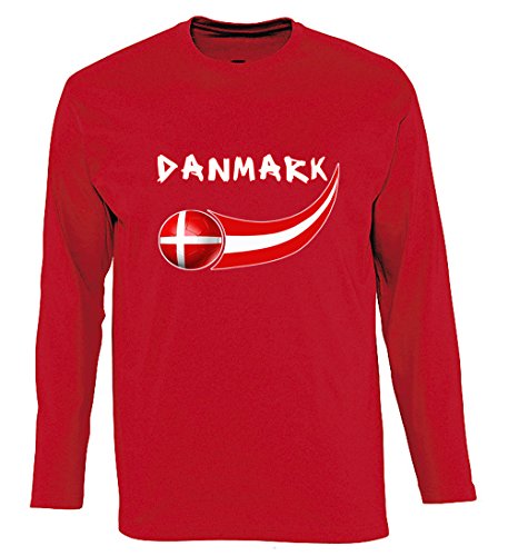 Supportershop Jungen Denmark Langarmshirt, rot, 8 Jahre von Supportershop