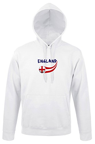 Supportershop Erwachsenensweatshirt, mit Kapuze, England, Weiß, Fußball XXL weiß von Supportershop