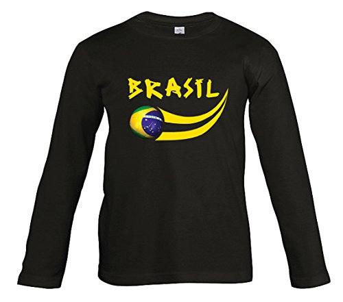Supportershop Langarm Shirt Kinder LS Brasilien schwarz Fußball 8 Jahre schwarz von Supportershop