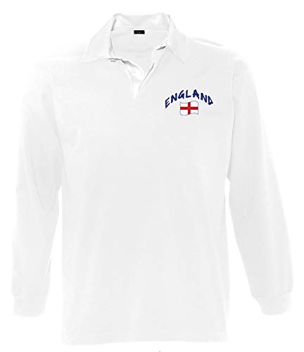 Supportershop Poloshirt Rugby LS England Weiß Langarm Unisex Erwachsene, FR: M (Größe Hersteller: M) von Supportershop