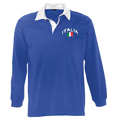 Supportershop Poloshirt Rugby LS Italien, Unisex S blau von Supportershop