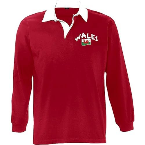 Supportershop Poloshirt Rugby LS Wales, Rot, Langarm, Unisex, Erwachsene, FR: L (Größe Hersteller: L) von Supportershop