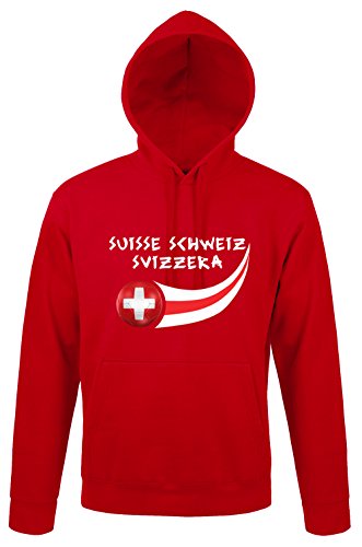 Supportershop Schweiz Herren Kapuzensweatshirt, M rot von Supportershop