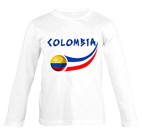 Supportershop Shirt Kolumbien L/S Kinder Jungen, weiß, FR: 2 XL (Größe Hersteller: 12 Jahre) von Supportershop