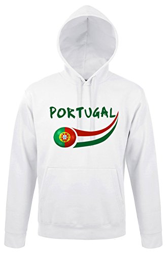 Supportershop Sweatshirt für Erwachsene, mit Kapuze, Weiß, Portugal, für Erwachsene, mit Kapuze, Weiß XL weiß von Supportershop