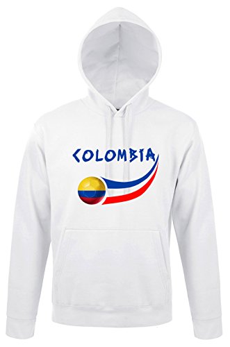 Supportershop Sweatshit Kapuzenpullover Kolumbien Herren, Weiß, fr: XL (Größe Hersteller: XL) von Supportershop