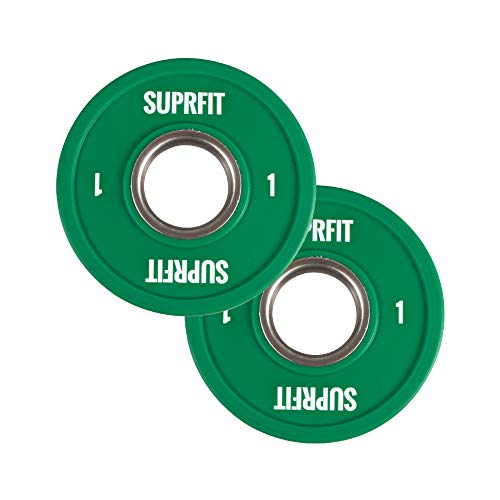 Suprfit Mini PU Bumper Plates - gummiertes Hantelscheiben Paar für Techniktraining mit der Hantelstange, Gewicht: 2 x 1 kg, Stahlring mit 50 mm Durchmesser, Farbe: Grün Suprfit Mini PU Bumper Plates - gummiertes Hantelscheiben Paar für Techniktraining mit der Hantelstange, Gewicht: 2 x 1 kg, Stahlring mit 50 mm Durchmesser, Farbe: Grün von Suprfit