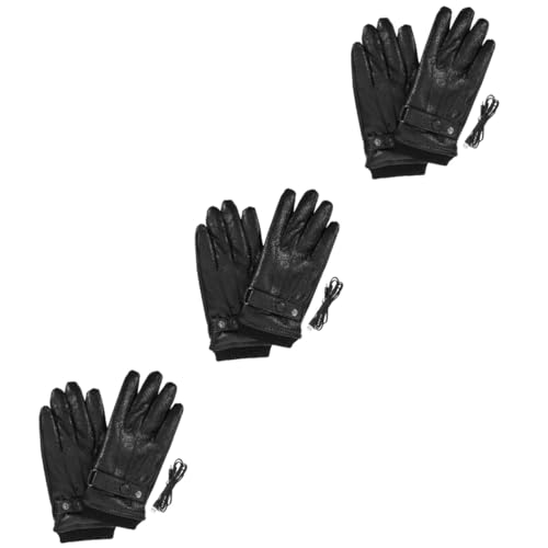 Supvox 3 Paare Heizhandschuhe Thermohandschuhe für den Außenbereich thermische Handschuhe tragbare Thermohandschuhe Warme Handschuhe für draußen handwärmer Handschuhe Pu Black von Supvox