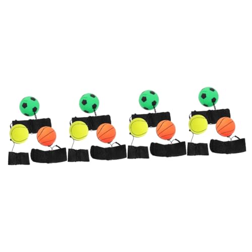 Supvox 4 Sätze Hüpfender Ball Fledermäuse Tischtennisschläger Band Fussball Ball, Der Zu Dir Zurückkommt Hüpfbälle Aus Gummi Handgelenktrainerball Rückenball Polyester 3 Stück * 4 von Supvox