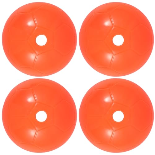 Supvox Agility-Fußballkegel 4 Stück Orangefarbene Mini-Sport-Trainingshütchen Kunststoff-Spielfeldmarkierung Winddichte Verkehrskegel Eislaufscheiben Straßensperren von Supvox