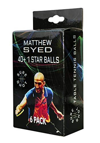 Sure Shot Matthew Syed 40+ 1 Star Tischtennisbälle, Weiß, 6 Stück Sure Shot Matthew Syed 40+ 1 Star Tischtennisbälle, Weiß, 6 Stück von Sure Shot