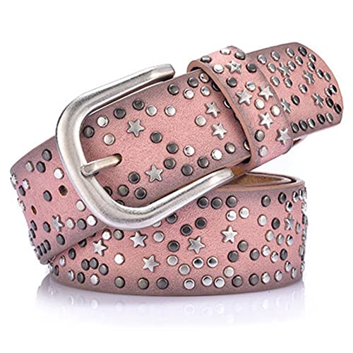 Surrycee Damen Ledergürtel Mit Nieten in Runder & Sterne Anordnung Für Punk Rock Biker Rocker Hip Hop Oder Jeans Hosen Kleider,Rosa,110cm/waist:36"~38" Surrycee Damen Ledergürtel Mit Nieten in Runder & Sterne Anordnung Für Punk Rock Biker Rocker Hip Hop Oder Jeans Hosen Kleider,Rosa,110cm/waist:36"~38" von Surrycee