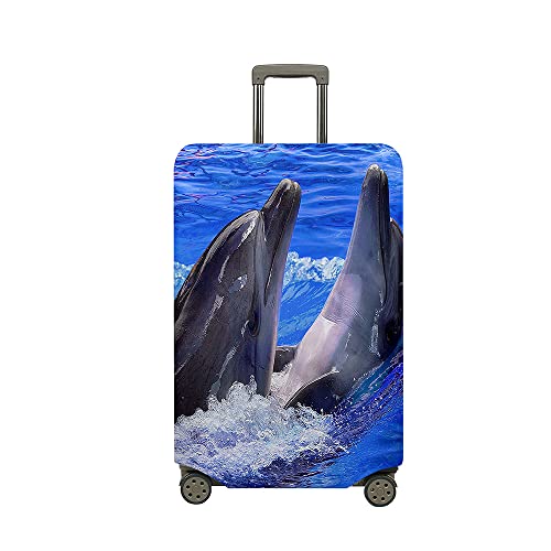 Surwin 3D-Delphin-Druck Reise Kofferschutzhülle Waschbare Reisetasche Kofferbezug Elastisch Kofferhülle Gepäck Cover Reisekoffer Hülle Schutz Bezug Schutzhülle (XL (30-32 Zoll),Blau) von Surwin