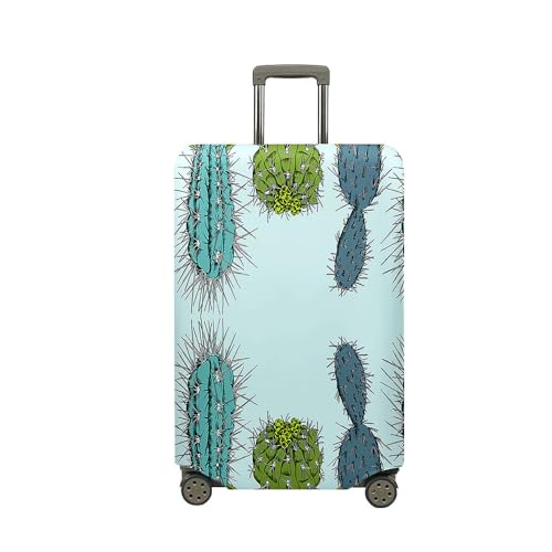 Surwin 3D Druck Reise Kofferschutzhülle Reisetasche Kofferbezug Elastisch Kofferhülle Gepäck Cover Waschbare Reisekoffer Hülle Schutz Bezug Schutzhülle (Cyan-Kaktus,M (22-24 Zoll)) von Surwin