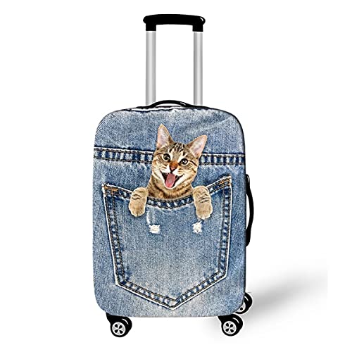 Surwin 3D Reise Kofferschutzhülle Waschbare Reisetasche Kofferbezug Elastisch Kofferhülle Gepäck Cover Reisekoffer Hülle Schutz Bezug Schutzhülle (Braune Katze,XL (30-32 Zoll)) von Surwin