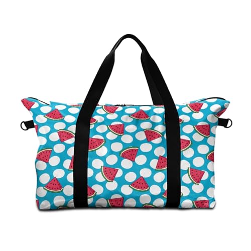 Surwin Reisetasche Handgepäck, 3D Wassermelone Muster Handgepäck Tasche für Flugzeug 25L Weekender Tasche Sporttasche mit Abnehmbar Schultergurt für Herren Damen (Polka Dots) von Surwin