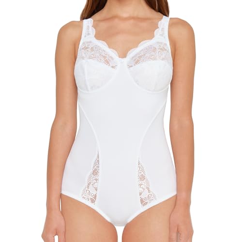 SUSA Body ohne Bügel Latina I Body Shapewear Damen stark formend I Frauen Mieder I Softer Bodysuit mit Shaping Effekt I Formt Taille, Bauch und Po I weiß I 75B von Susa