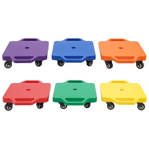 Susoso 6-teilige Set Rollbrett, Scooter Boards mit 4 Räder Altersbereich Kinder über 3 Jahre alt für Veranstaltungen 35x35x7cm Rot, Grün, Gelb, Lila, Blau und Orange von Susoso