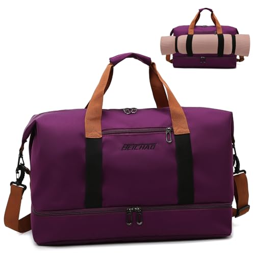 Suweir Reisetasche Damen Sporttasche Herren mit Schuhfach Nassfach Wasserdicht Travel Duffle Bag mit Riemen für Yogamatten Weekender Handgepäck Tasche Schwimmtasche Saunatasche für Reisen, Sport von Suweir