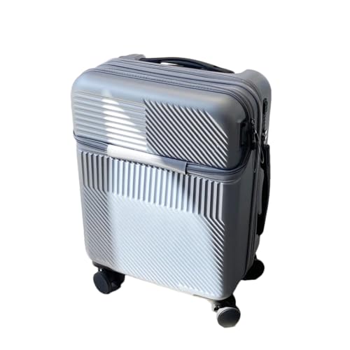 Boarding-Koffer mit Frontöffnung, für Herren und Damen, leichter Trolley, Reisegepäck, modisch, USB-Ladegepäck, grau, 66 cm von Suwequest