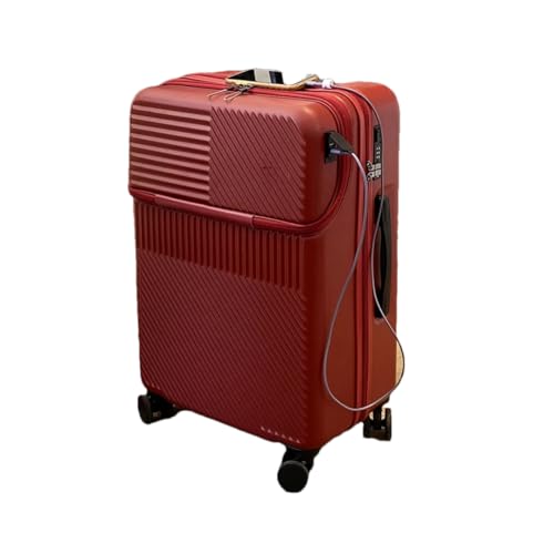 Boarding-Koffer mit Frontöffnung, für Herren und Damen, leichter Trolley, Reisegepäck, modisch, USB-Ladegepäck, rot, 55,9 cm (22 zoll) von Suwequest