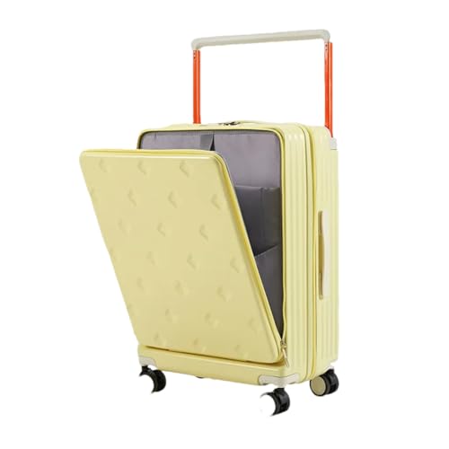 Breiter Trolley Koffer Damen Handgepäckkoffer Frontöffnung Fach Passwort Gepäck, gelb, 51 cm von Suwequest