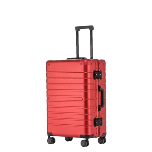 Business-Gepäck, Aluminium, Trolley, Koffer, Handgepäck, Spinner-Räder, Hardside-Gepäck, silberfarben, rot, 140 von Suwequest