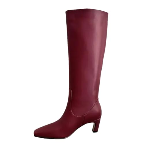 Damen-Kniestiefel, Leder, breite Wade, Herbst, Winter, leger, Stiletto, lang, hoch von Suwequest